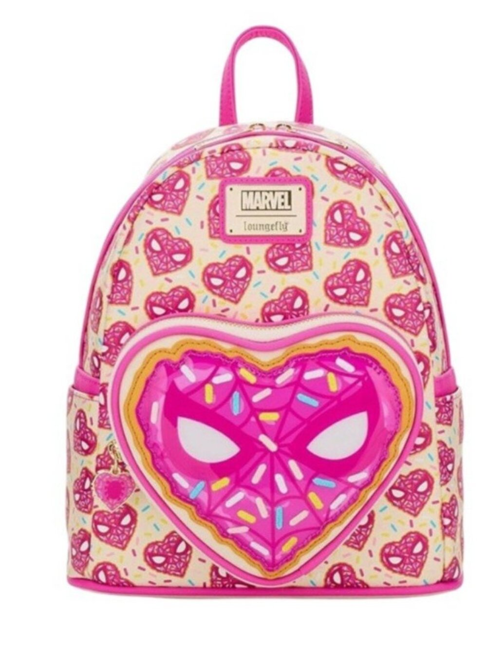 Loungefly Marvel Spider-Man Sprinkle Donut Mask Mini Backpack Pink Spider Man NW